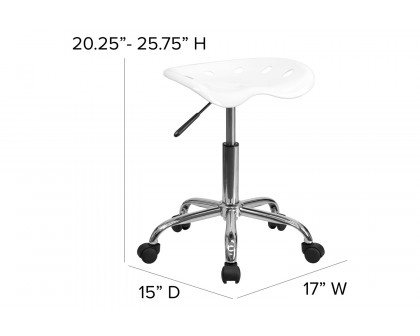 BLNK Taylor Vibrant Chrome Stool with Tractor Seat - White