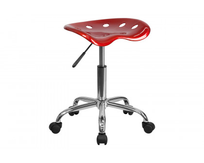 BLNK Taylor Vibrant Chrome Stool with Tractor Seat - Wine Red