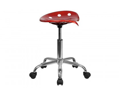 BLNK Taylor Vibrant Chrome Stool with Tractor Seat - Wine Red