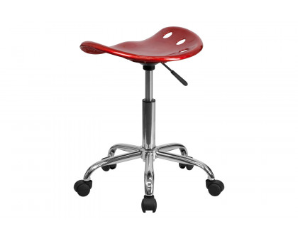 BLNK Taylor Vibrant Chrome Stool with Tractor Seat - Wine Red