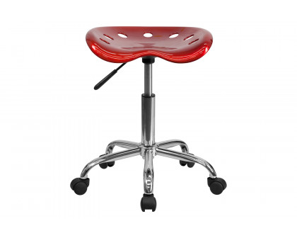 BLNK Taylor Vibrant Chrome Stool with Tractor Seat - Wine Red