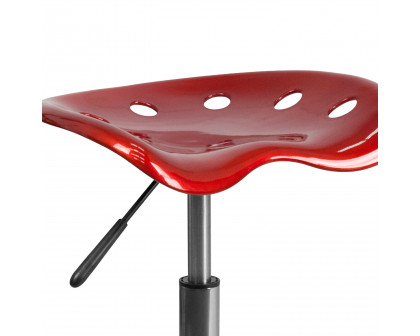 BLNK Taylor Vibrant Chrome Stool with Tractor Seat - Wine Red