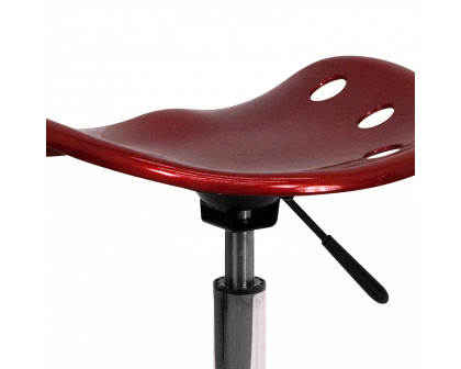 BLNK Taylor Vibrant Chrome Stool with Tractor Seat - Wine Red