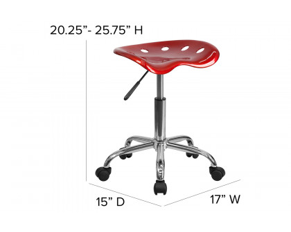 BLNK Taylor Vibrant Chrome Stool with Tractor Seat - Wine Red