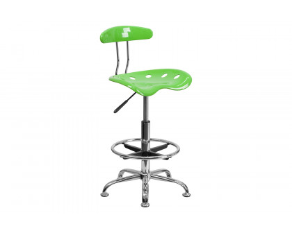 BLNK Bradley Vibrant Chrome Drafting Stool with Tractor Seat - Apple Green