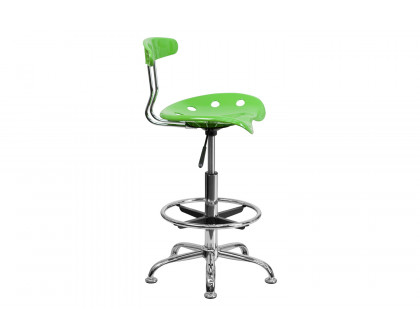 BLNK Bradley Vibrant Chrome Drafting Stool with Tractor Seat - Apple Green