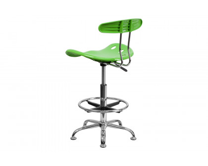 BLNK Bradley Vibrant Chrome Drafting Stool with Tractor Seat - Apple Green