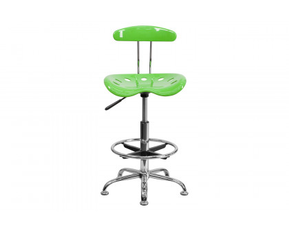 BLNK Bradley Vibrant Chrome Drafting Stool with Tractor Seat - Apple Green