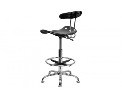 BLNK Bradley Vibrant Chrome Drafting Stool with Tractor Seat - Black