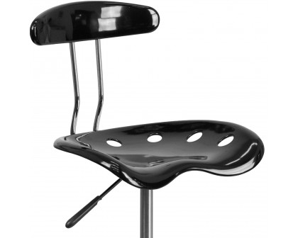 BLNK Bradley Vibrant Chrome Drafting Stool with Tractor Seat - Black