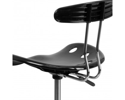 BLNK Bradley Vibrant Chrome Drafting Stool with Tractor Seat - Black