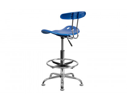 BLNK Bradley Vibrant Chrome Drafting Stool with Tractor Seat - Bright Blue