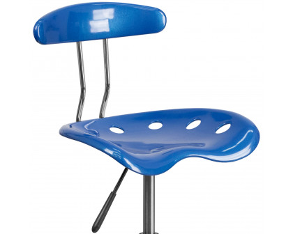 BLNK Bradley Vibrant Chrome Drafting Stool with Tractor Seat - Bright Blue