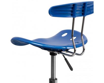 BLNK Bradley Vibrant Chrome Drafting Stool with Tractor Seat - Bright Blue