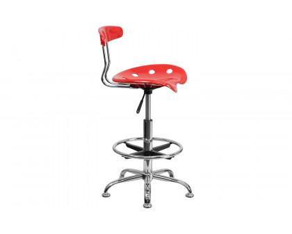 BLNK Bradley Vibrant Chrome Drafting Stool with Tractor Seat - Cherry