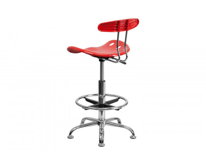 BLNK Bradley Vibrant Chrome Drafting Stool with Tractor Seat - Cherry