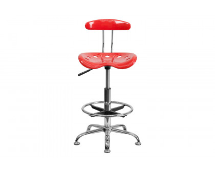 BLNK Bradley Vibrant Chrome Drafting Stool with Tractor Seat - Cherry