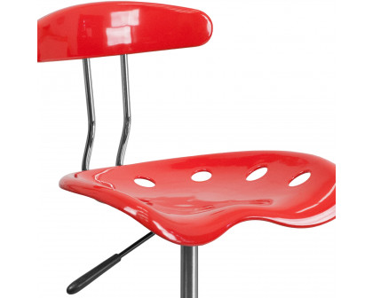 BLNK Bradley Vibrant Chrome Drafting Stool with Tractor Seat - Cherry