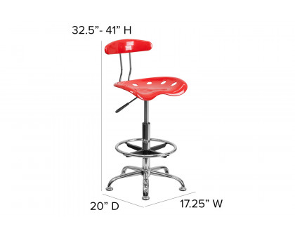 BLNK Bradley Vibrant Chrome Drafting Stool with Tractor Seat - Cherry