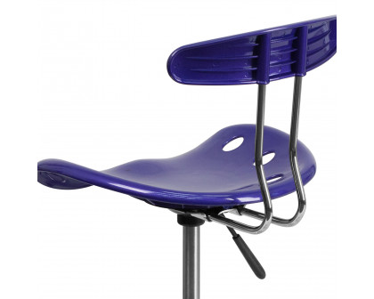 BLNK Bradley Vibrant Chrome Drafting Stool with Tractor Seat - Deep Blue