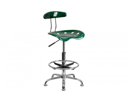 BLNK Bradley Vibrant Chrome Drafting Stool with Tractor Seat - Green