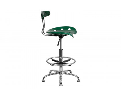 BLNK Bradley Vibrant Chrome Drafting Stool with Tractor Seat - Green