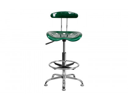 BLNK Bradley Vibrant Chrome Drafting Stool with Tractor Seat - Green