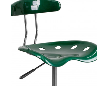 BLNK Bradley Vibrant Chrome Drafting Stool with Tractor Seat - Green