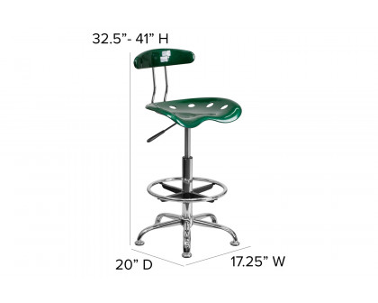 BLNK Bradley Vibrant Chrome Drafting Stool with Tractor Seat - Green