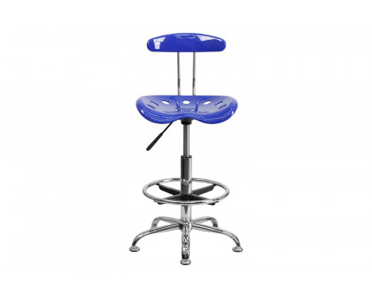 BLNK Bradley Vibrant Chrome Drafting Stool with Tractor Seat - Nautical Blue