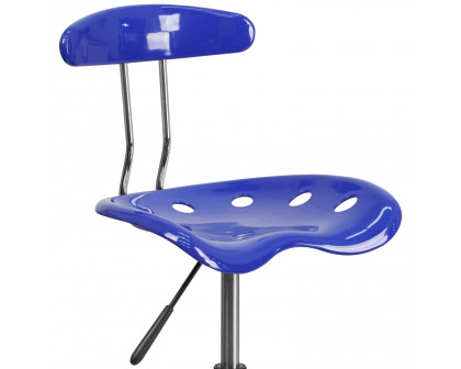 BLNK Bradley Vibrant Chrome Drafting Stool with Tractor Seat - Nautical Blue