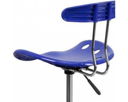 BLNK Bradley Vibrant Chrome Drafting Stool with Tractor Seat - Nautical Blue