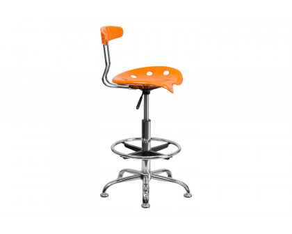 BLNK Bradley Vibrant Chrome Drafting Stool with Tractor Seat - Orange