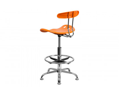 BLNK Bradley Vibrant Chrome Drafting Stool with Tractor Seat - Orange