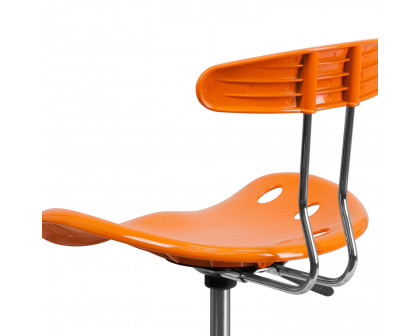 BLNK Bradley Vibrant Chrome Drafting Stool with Tractor Seat - Orange