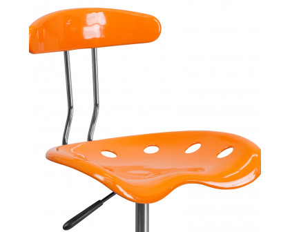 BLNK Bradley Vibrant Chrome Drafting Stool with Tractor Seat - Orange