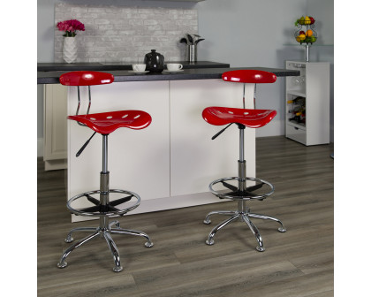 BLNK Bradley Vibrant Chrome Drafting Stool with Tractor Seat