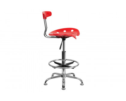 BLNK Bradley Vibrant Chrome Drafting Stool with Tractor Seat - Red