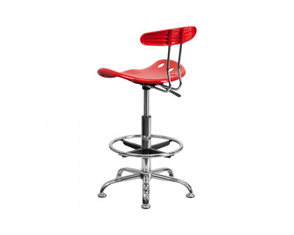 BLNK Bradley Vibrant Chrome Drafting Stool with Tractor Seat - Red