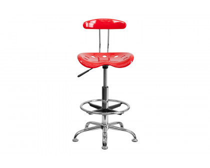 BLNK Bradley Vibrant Chrome Drafting Stool with Tractor Seat - Red