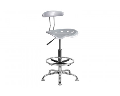 BLNK Bradley Vibrant Chrome Drafting Stool with Tractor Seat - Silver