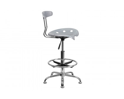 BLNK Bradley Vibrant Chrome Drafting Stool with Tractor Seat - Silver