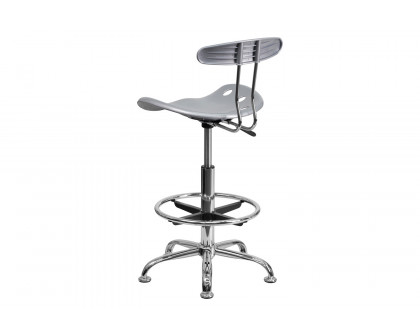 BLNK Bradley Vibrant Chrome Drafting Stool with Tractor Seat - Silver