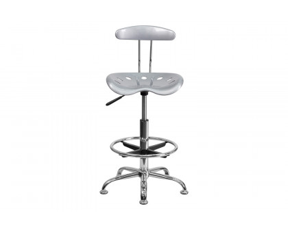 BLNK Bradley Vibrant Chrome Drafting Stool with Tractor Seat - Silver