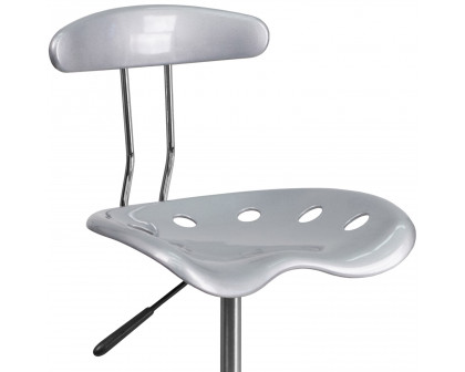 BLNK Bradley Vibrant Chrome Drafting Stool with Tractor Seat - Silver