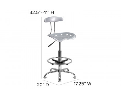 BLNK Bradley Vibrant Chrome Drafting Stool with Tractor Seat - Silver