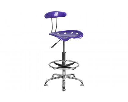 BLNK Bradley Vibrant Chrome Drafting Stool with Tractor Seat - Violet