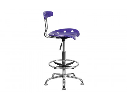 BLNK Bradley Vibrant Chrome Drafting Stool with Tractor Seat - Violet