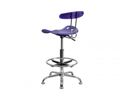 BLNK Bradley Vibrant Chrome Drafting Stool with Tractor Seat - Violet