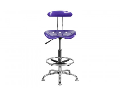 BLNK Bradley Vibrant Chrome Drafting Stool with Tractor Seat - Violet